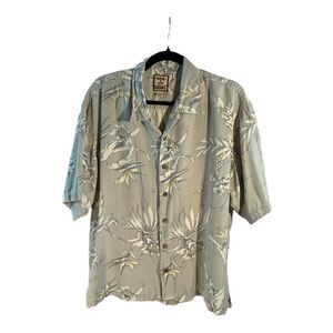 TOMMY BAHAMA Men’s White Orchid Short Sleeve Hawaiian Silk Shirt Size large